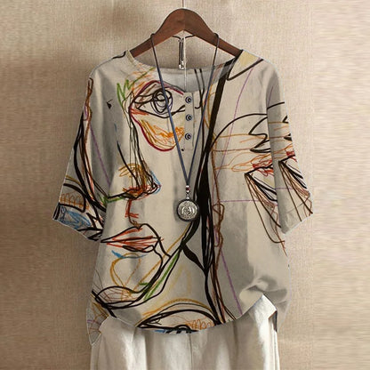 Jennifer | Vintage Floral Print Relaxed Blouse