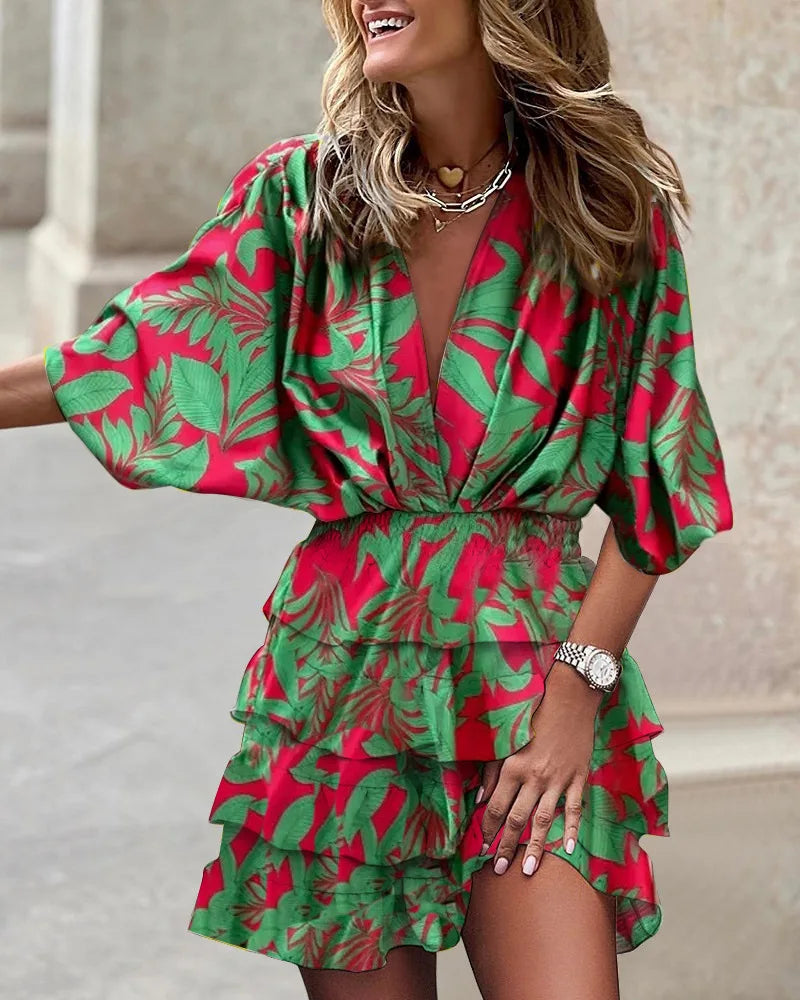 Lunaria | Printed Ruffle Smocked Mini Dress
