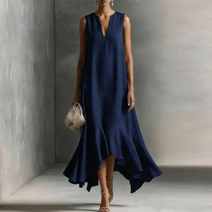 Adriane | V-Neck Ruffle Hem Maxi Sundress