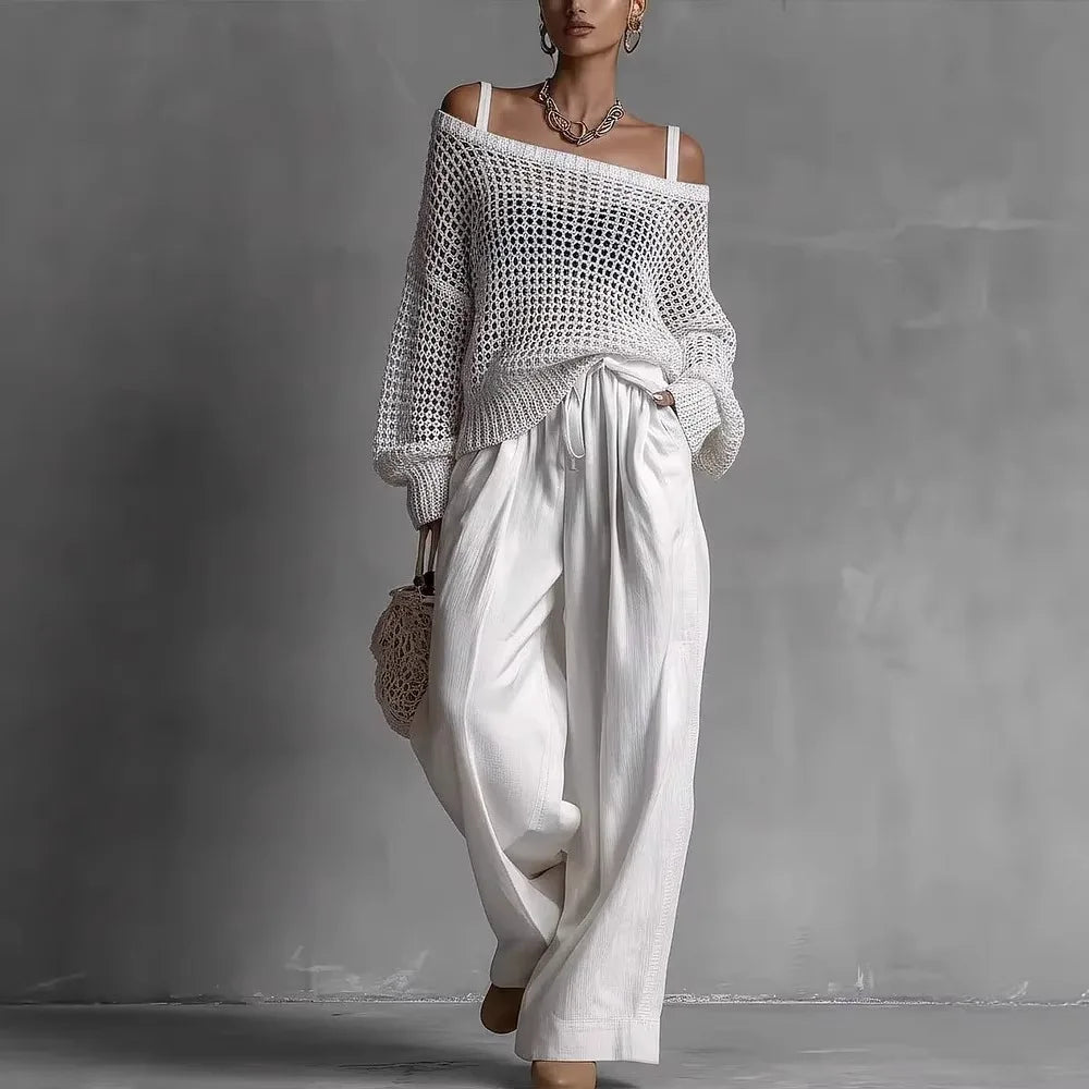 Elvenna women's off-shoulder top and wide-leg set
