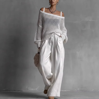 Elvenna women's off-shoulder top and wide-leg set
