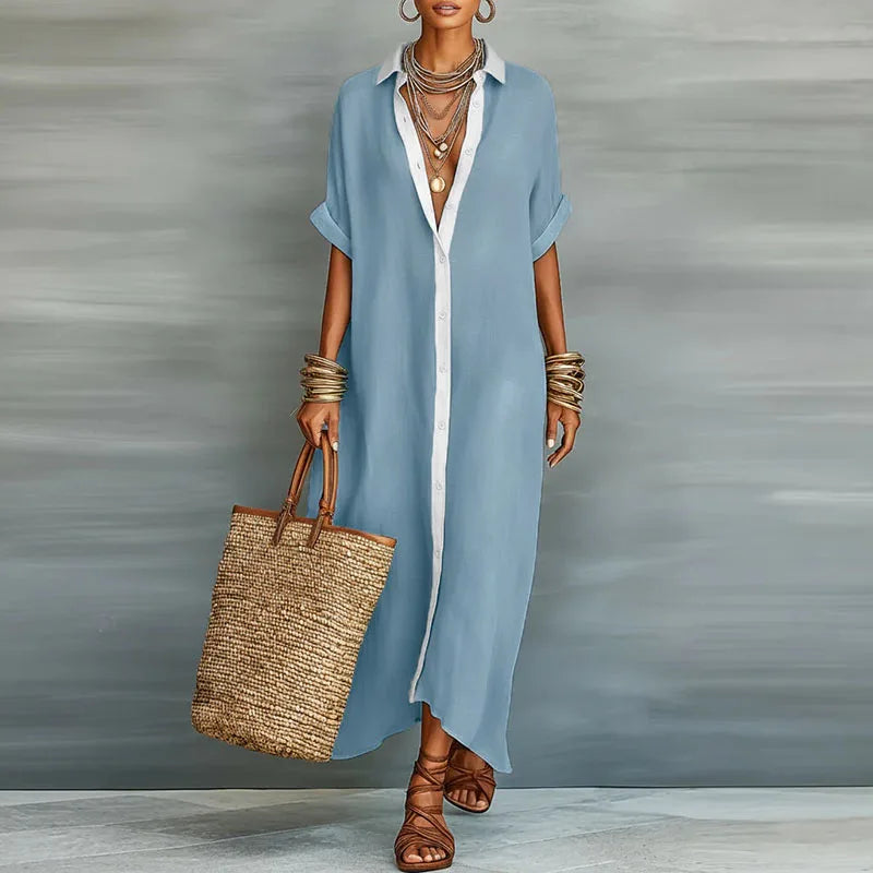Larienne | Linen Long Shirt Maxi Sundress