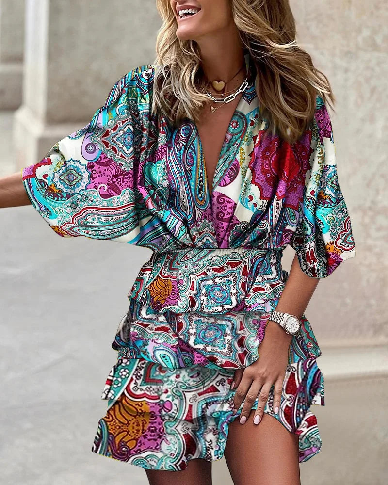 Lunaria | Printed Ruffle Smocked Mini Dress