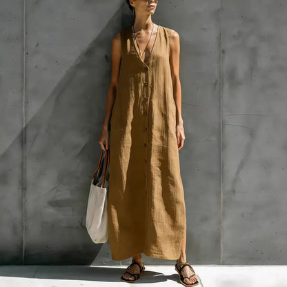 Renaria | Minimalist Linen Maxi Sundress