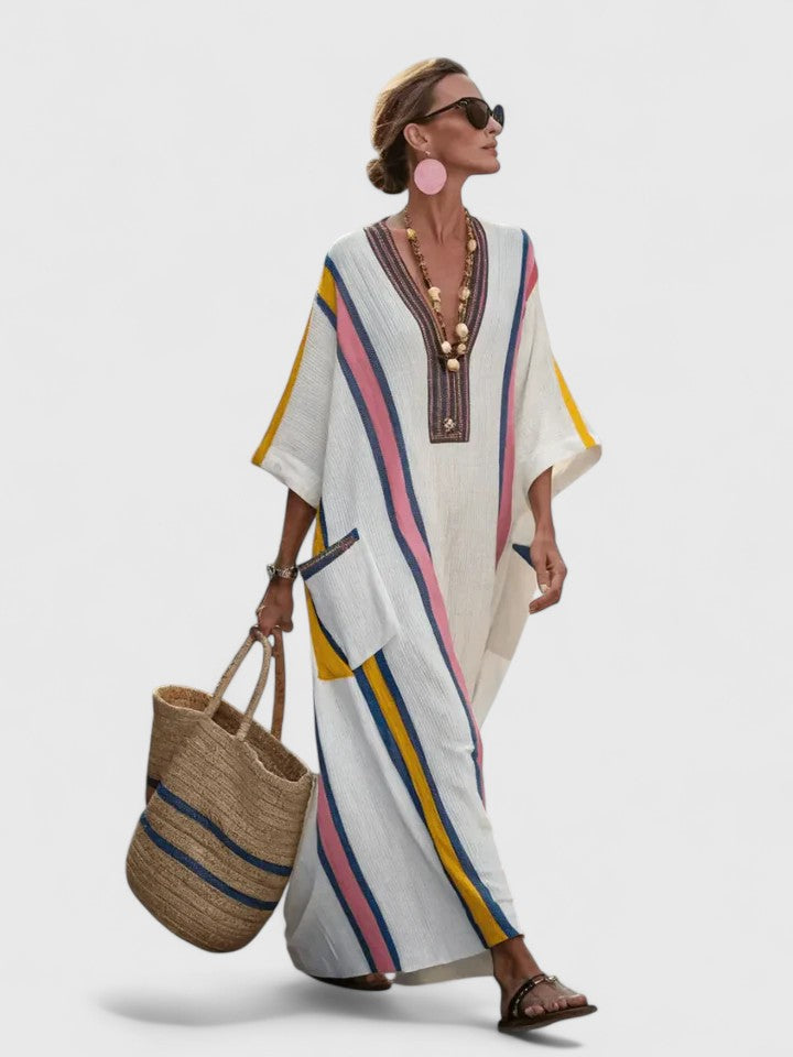 Kyvanna | V-Neck Striped Summer Maxi Dress
