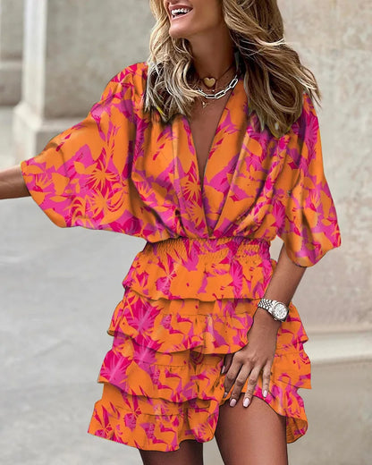 Lunaria | Printed Ruffle Smocked Mini Dress