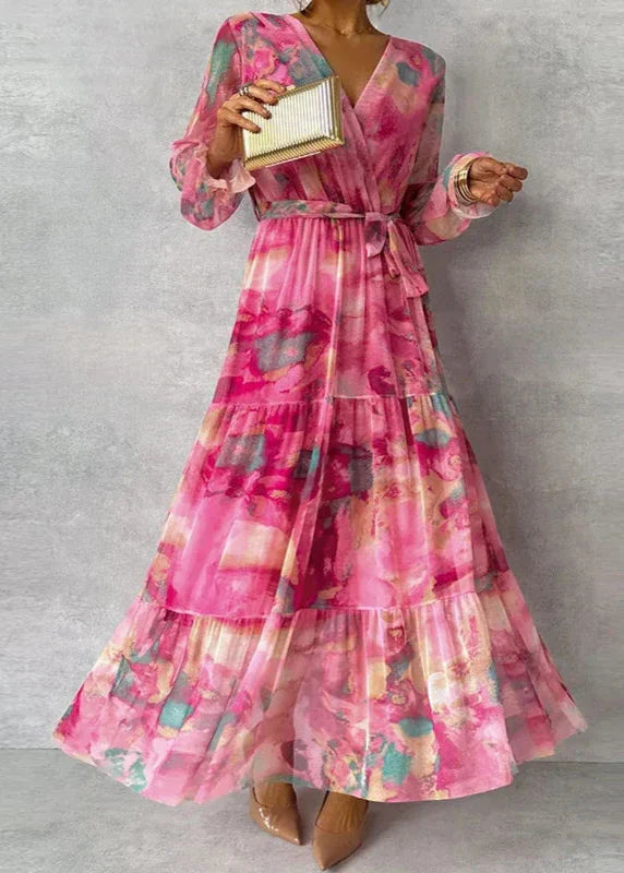 Tessoria | Floral Maxi Dress with Waist Tie