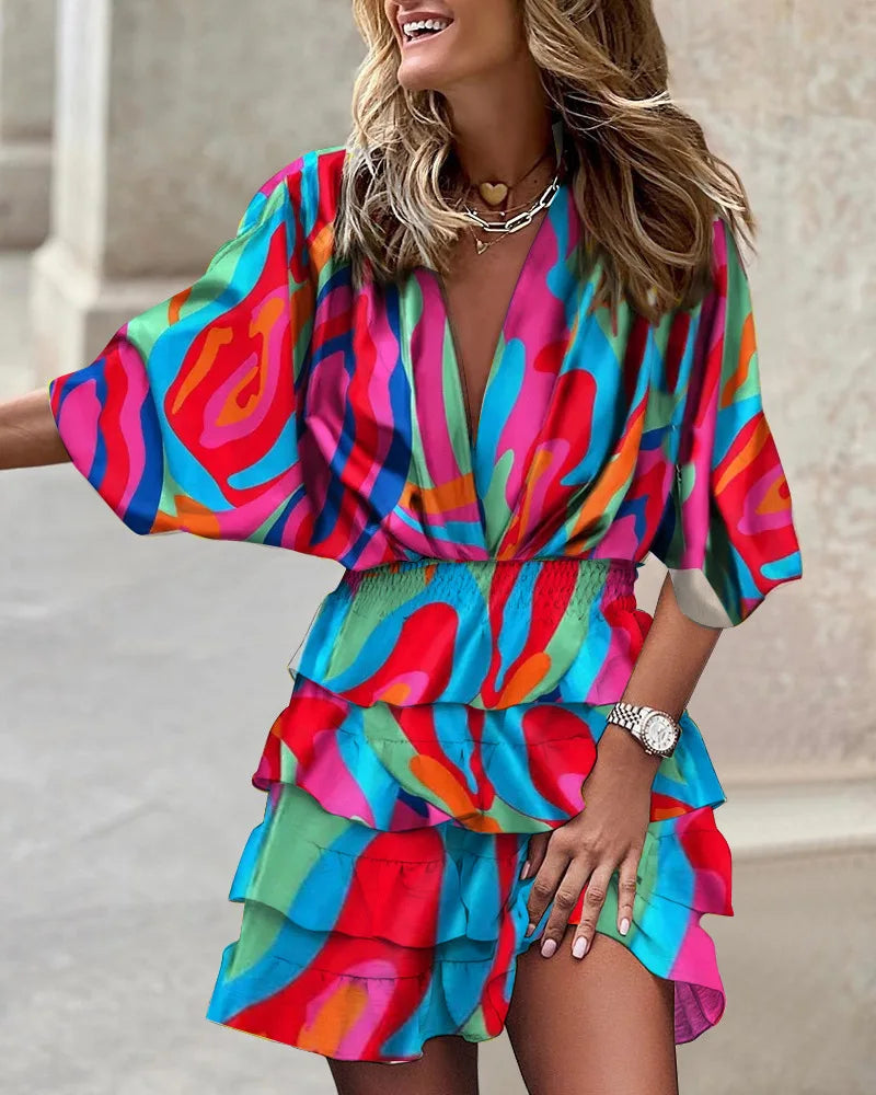 Lunaria | Printed Ruffle Smocked Mini Dress
