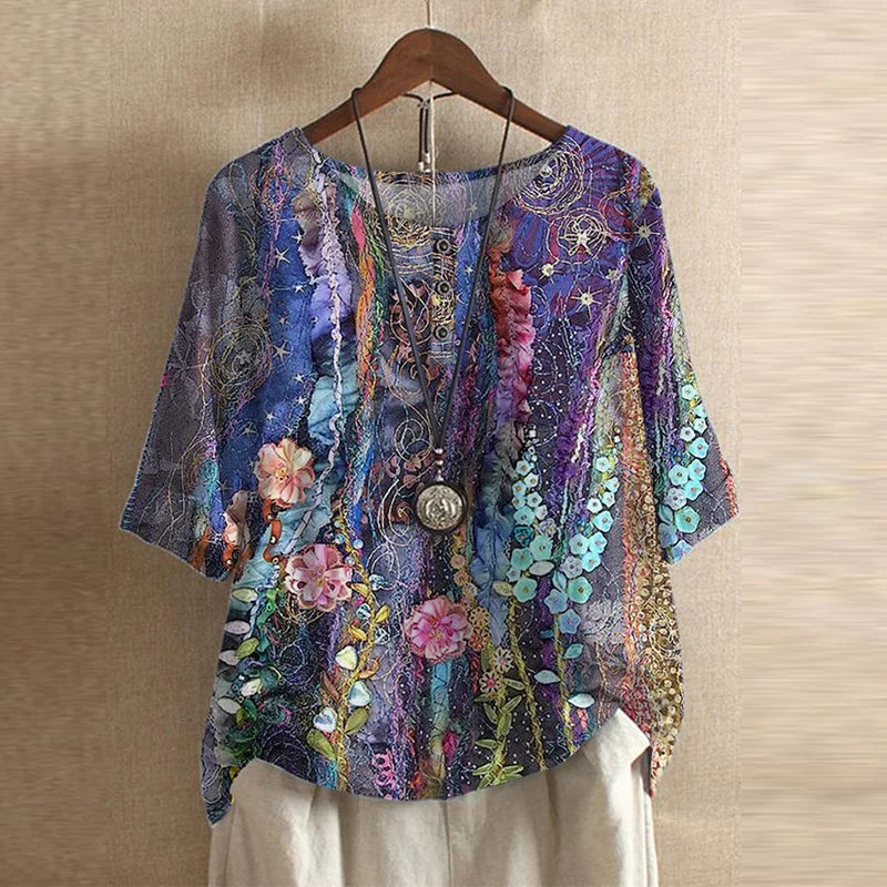 Jennifer | Vintage Floral Print Relaxed Blouse