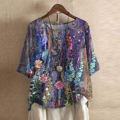 Jennifer | Vintage Floral Print Relaxed Blouse