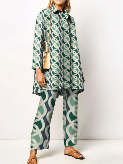 Clémence | Vintage Print Blouse & Trouser Two-Piece Set