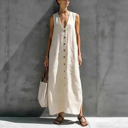 Renaria | Minimalist Linen Maxi Sundress