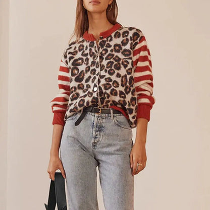 Ottilie | Leopard Button-Front Sweater