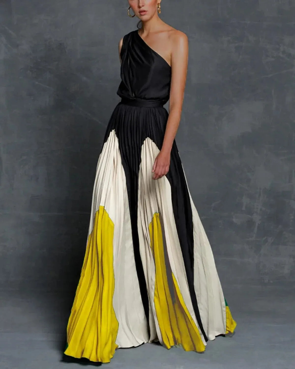 Lily | One-Shoulder Pleated Maxi Wedding Guest Dress