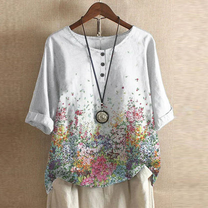 Jennifer | Vintage Floral Print Relaxed Blouse