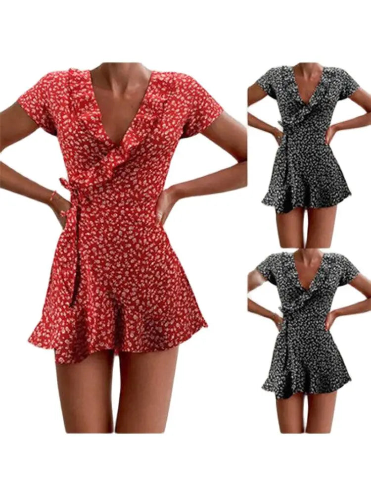 Lorelai floral wrap mini dress styled outfit