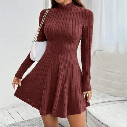 Marenwyn mock-neck flared sweater dress