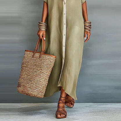 Larienne | Linen Long Shirt Maxi Sundress
