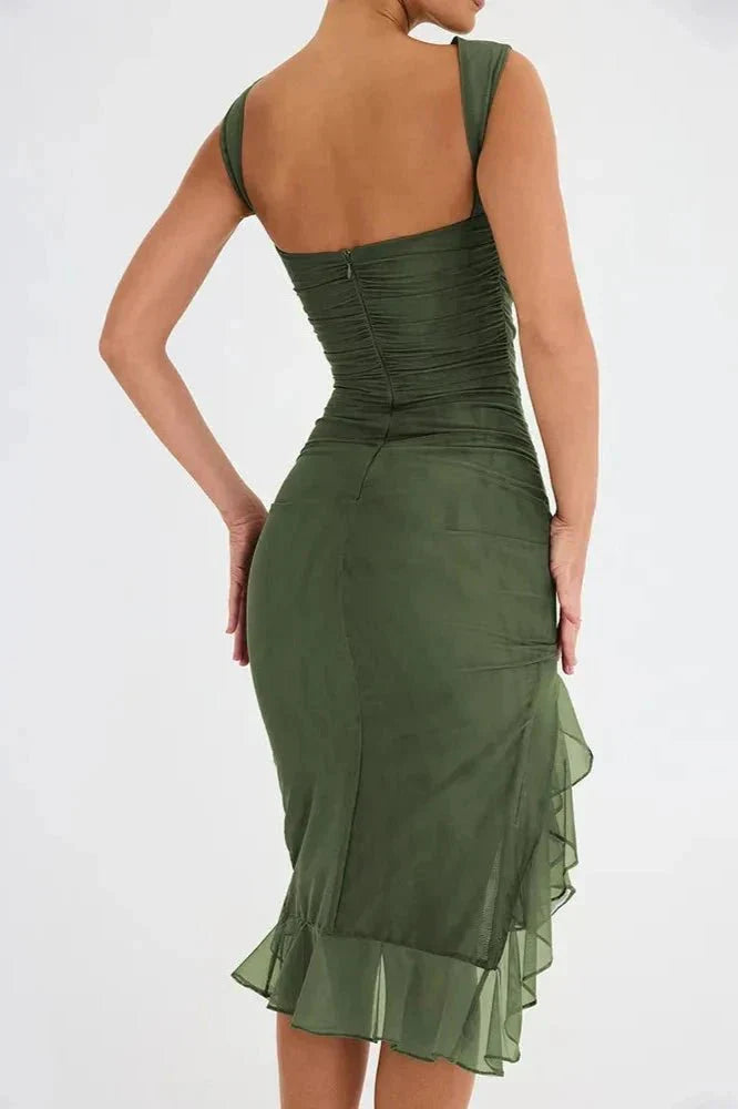 Morgan | Ruched Midi Wedding Guest Dress