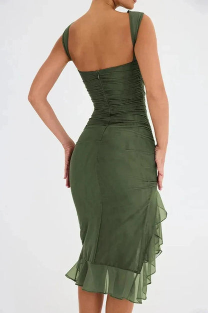 Morgan | Ruched Midi Wedding Guest Dress