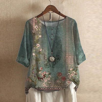 Jennifer | Vintage Floral Print Relaxed Blouse