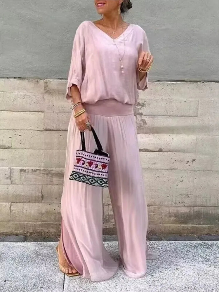 Aveline | Draped Wide-Leg Two-Piece Set