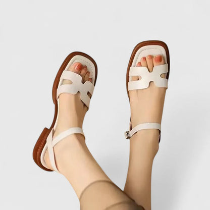 Cassidy ankle strap low block heel sandals front view