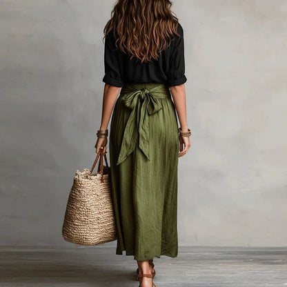 Octavie | Button-Down Blouse & Tie-Waist Midi Skirt Set