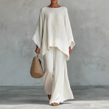 Apolline | Asymmetric Hem Oversized Top & Wide Leg Pants Set