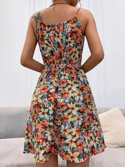 Marenia | Halter Floral Summer Midi Dress