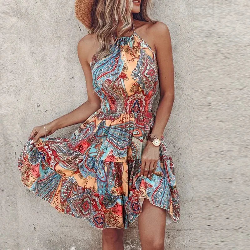 Amara | Halter Lace Flowy Draped Maxi Dress