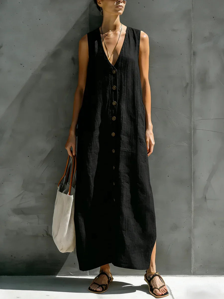 Renaria | Minimalist Linen Maxi Sundress
