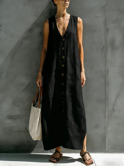 Renaria | Minimalist Linen Maxi Sundress