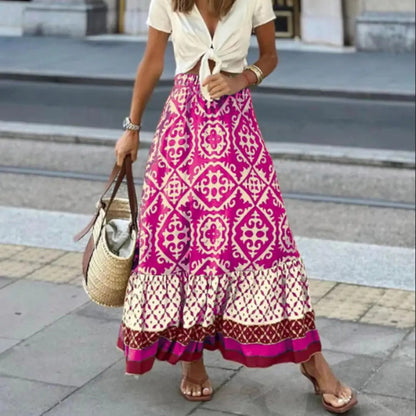 Savanna | Boho Printed High Waisted Maxi Skirt