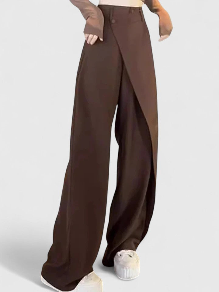 Sleek tailored trousers showing straight-leg cut