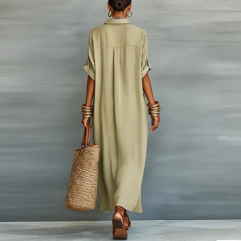 Larienne | Linen Long Shirt Maxi Sundress