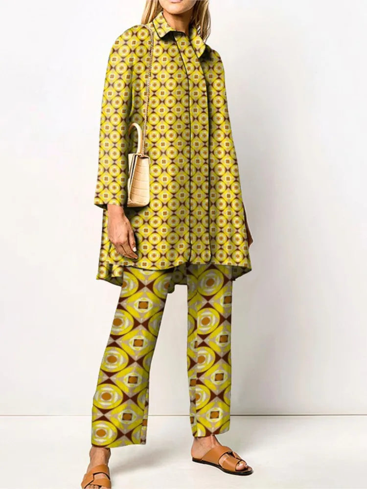 Clémence | Vintage Print Blouse & Trouser Two-Piece Set