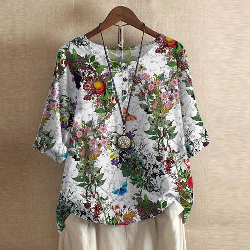Jennifer | Vintage Floral Print Relaxed Blouse