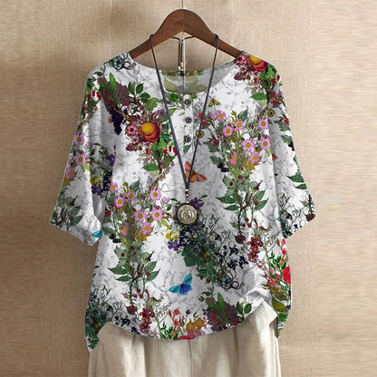 Jennifer | Vintage Floral Print Relaxed Blouse