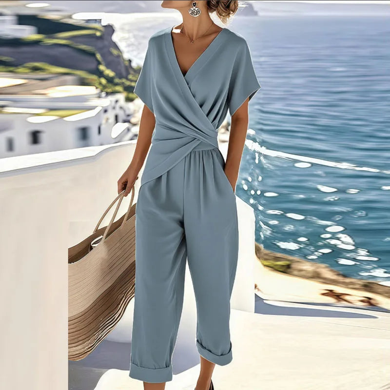 Estelle | Wrap Front Top & Tailored Trousers Set
