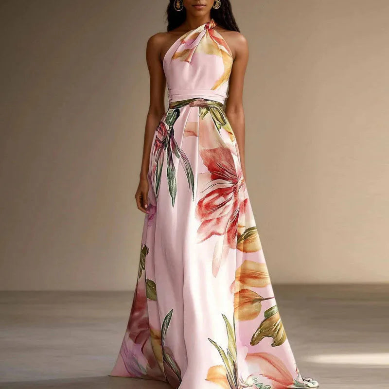 Floral wedding guest maxi dress, colour variation