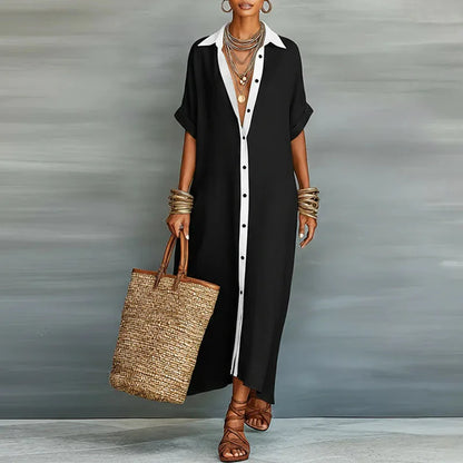 Larienne | Linen Long Shirt Maxi Sundress