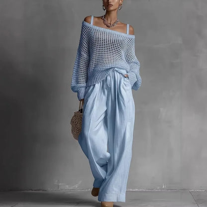 Elvenna women's off-shoulder top and wide-leg set