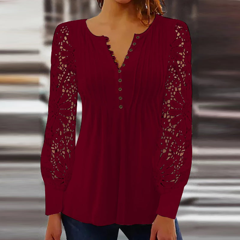 Floral lace sleeve blouse in black colourway