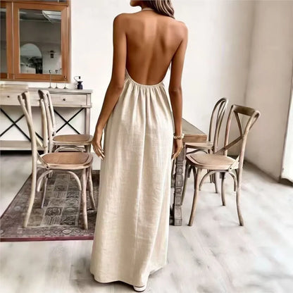 Lila | Backless Halter Maxi Sundress