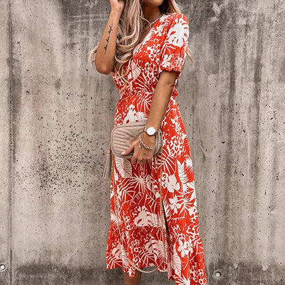 Posy | Floral Smocked Side Split Midi Dress