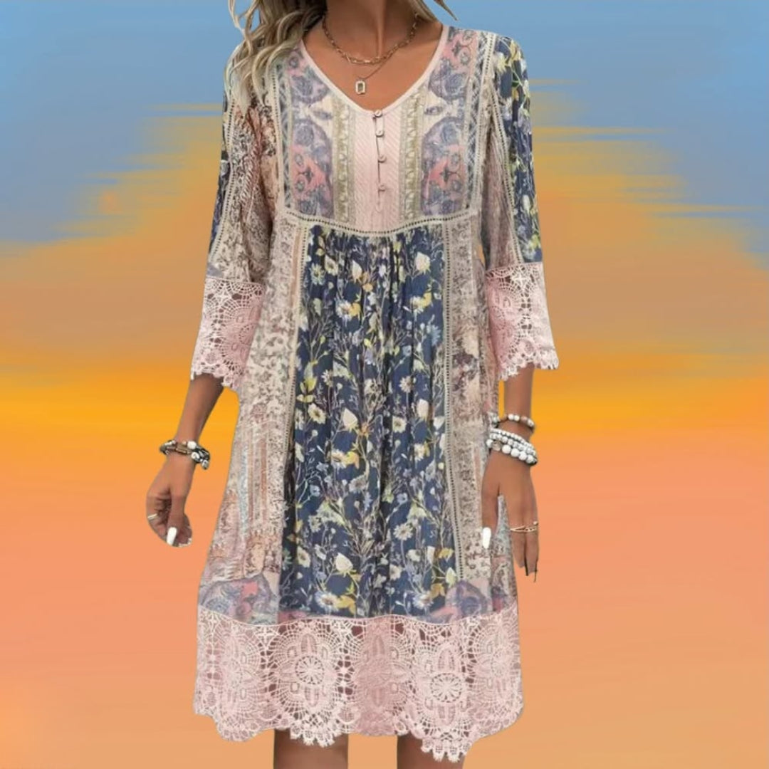 Floral lace midi dress full-length view