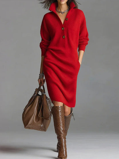 Noémie | Collared Button Knit Dress