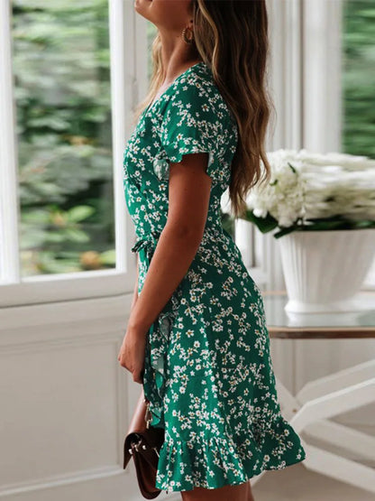 Eliza floral wrap mini dress side view