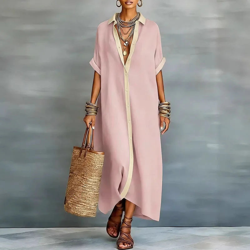 Larienne | Linen Long Shirt Maxi Sundress